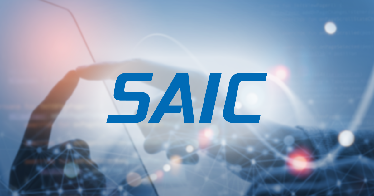 SAIC’s Josh Jackson to Moderate Fireside Chat at 2024 Army Summit - top government contractors SAIC's official logo on a slightly blurred image of hands and orbits