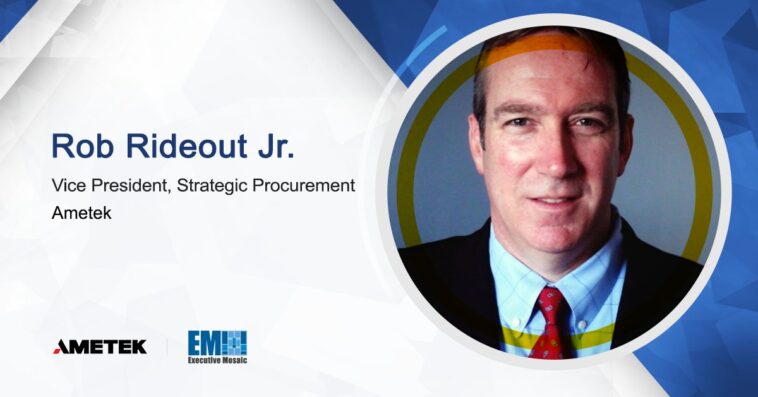 Rob Rideout Jr. Appointed to Strategic Procurement VP at Ametek