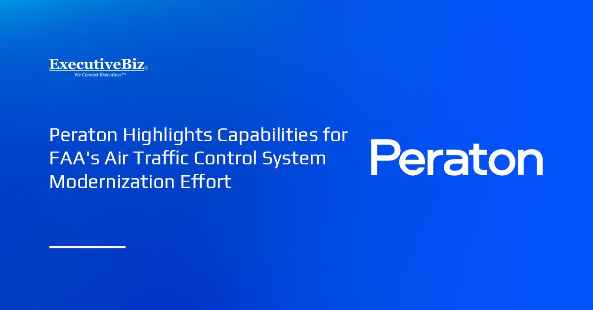 Peraton logo. Peraton is pitching its capabilities to the FAA’s Brand New Air Traffic Control System initiative.