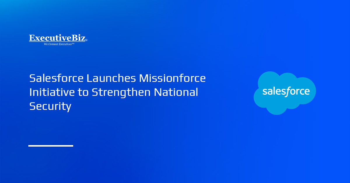 Salesforce logo. Salesforce has launched Missionforce, a new business unit focused on enhancing national security.