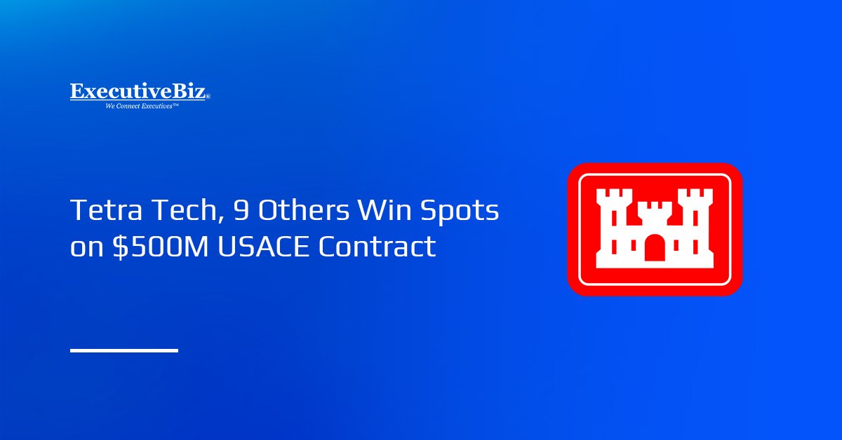 USACE logo. Tetra tech and nine other firms eligible to bid in a $500 million USACE contract