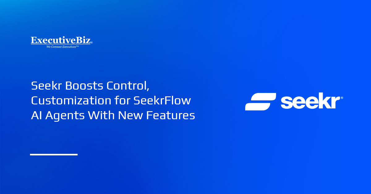 Seekr's company logo. Seekr continues to improve SeekrFlow by introducing new capabilities
