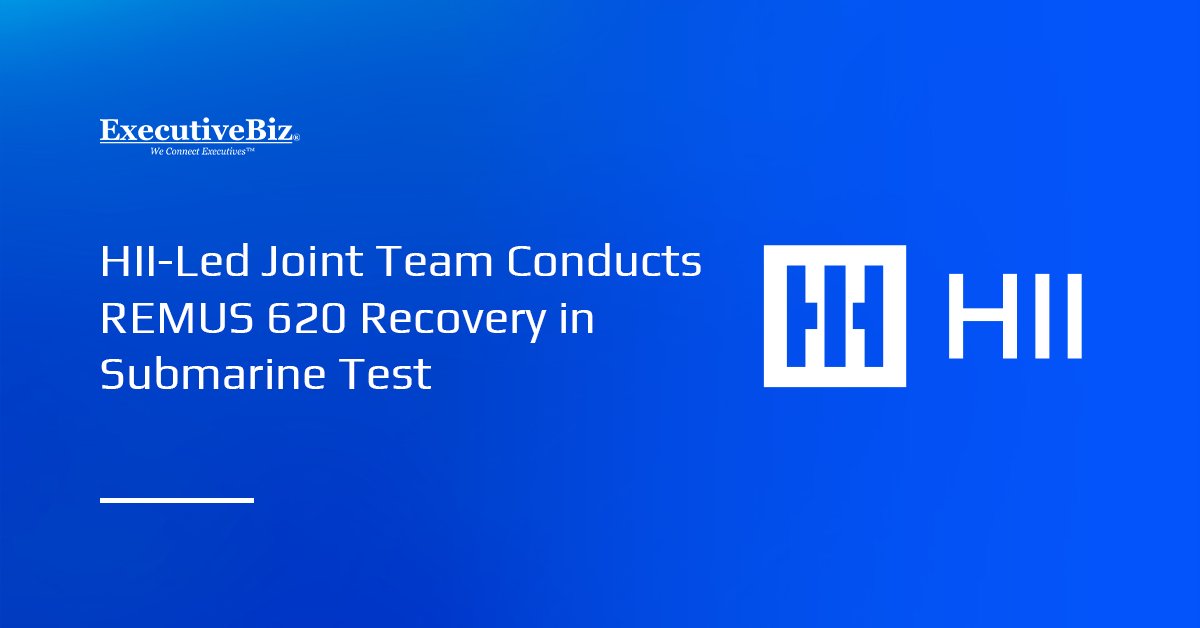 HII logo. HII, WHOI and NUWC Division Newport conducted the first recovery of a REMUS 620 UUV into a submarine torpedo tube.