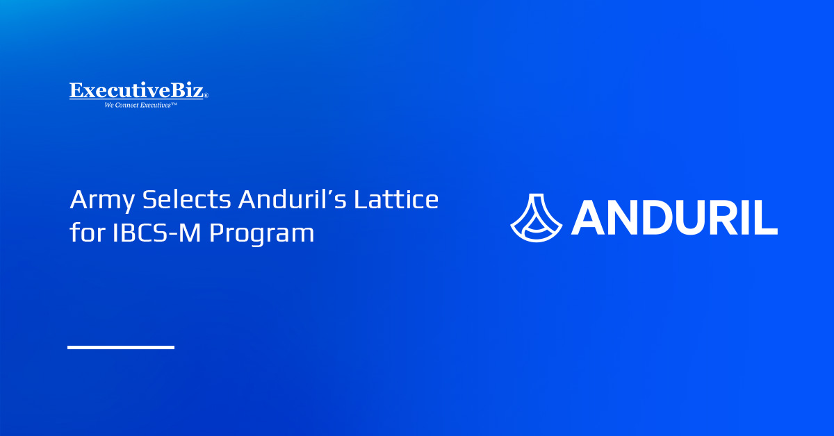 Anduril logo. The Army selected Anduril’s Lattice for its IBCS-M program.