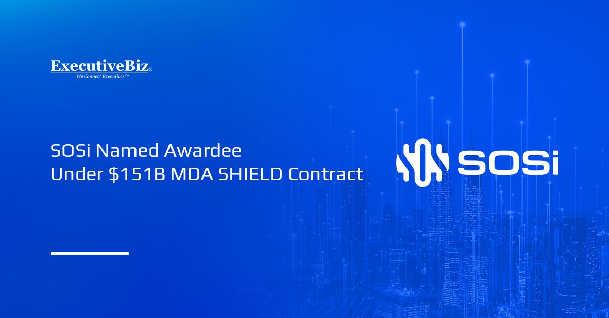 SOSi logo. MDA has awarded SOSi a spot on the potential $151 billion SHIELD contract.