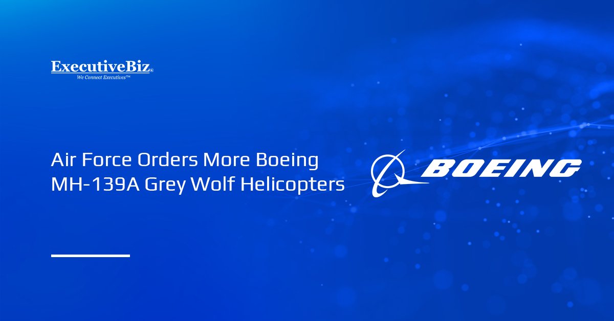Air Force Orders More Boeing MH-139A Grey Wolf Helicopters Boeing's logo. Boeing is building four more MH-139A Grey Wolf helicopters for the Air Force.