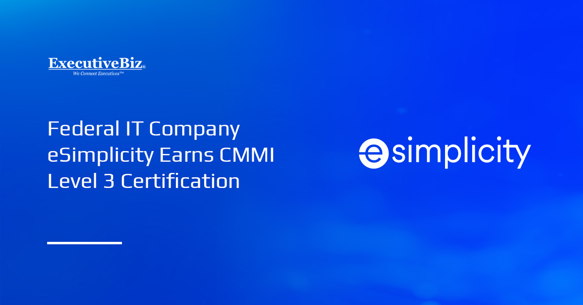 eSimplicity logo. eSimplicity said its received CMMI Maturity Level 3 certification following an evaluation