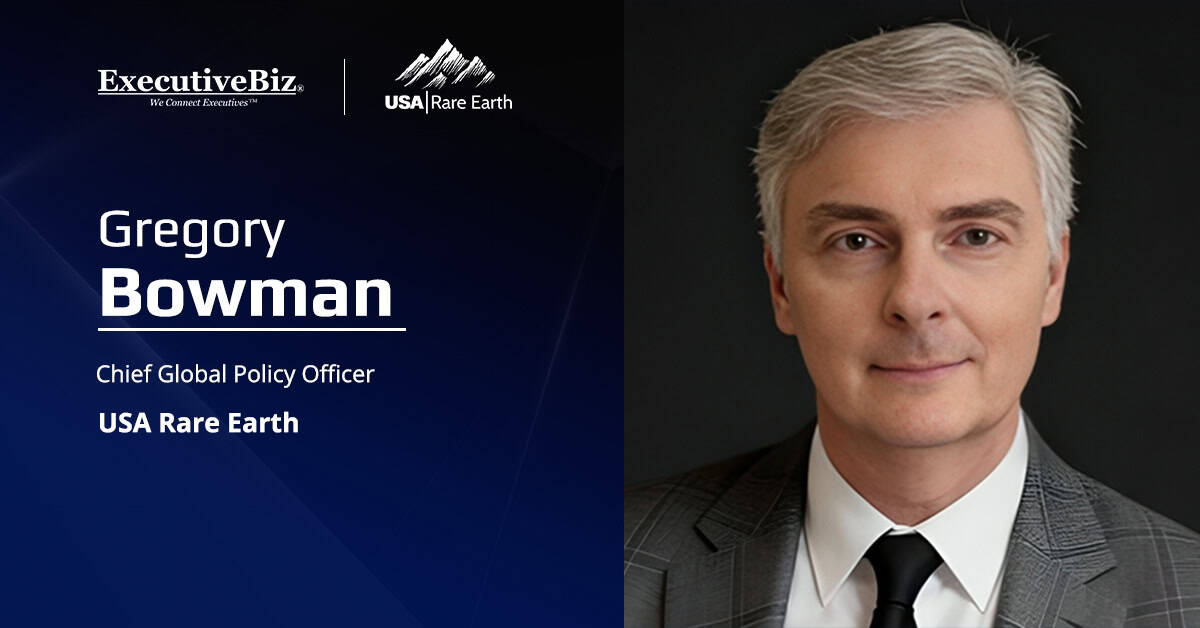 Gregory Bowman. USA Rare Earth has appointed Gregory Bowman as chief global policy officer and head of external relations.