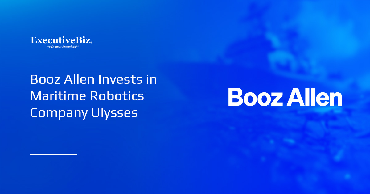 Booz Allen Hamilton logo. Booz Allen has invested in maritime robotics company Ulysses through its venture capital arm.