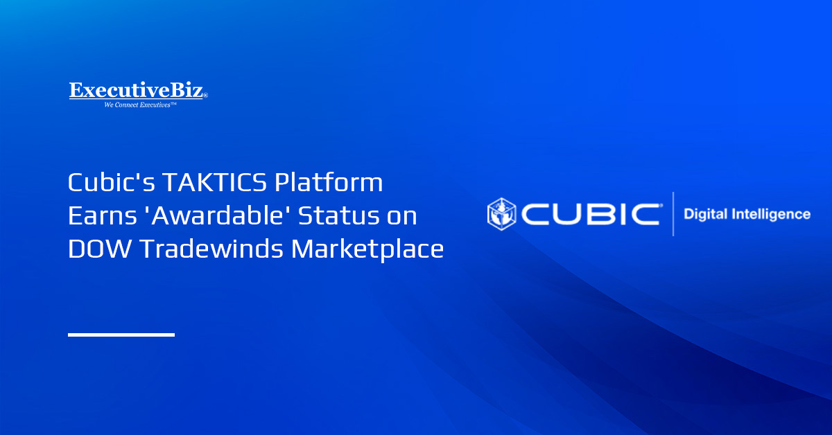 Cubic Digital Intelligence logo. DOW's Tradewinds Marketplace designated Cubic’s TAKTICS as “Awardable.”