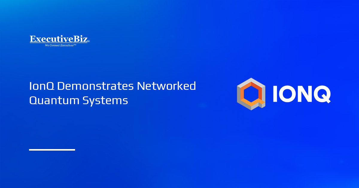 IonQ logo. IonQ has demonstrated the ability to connect remote quantum systems using photonic interconnects.