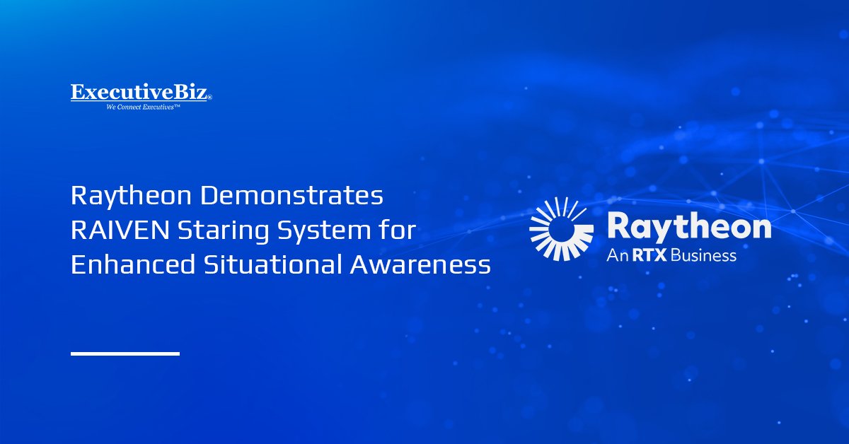 Raytheon logo. Raytheon has demonstrated the RAIVEN Staring system on a UH-60 Black Hawk helicopter.