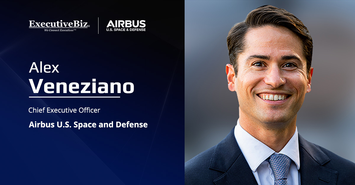 Alex Veneziano. Alex Veneziano has been promoted from chief administrative officer to CEO of Airbus U.S. Space and Defense.