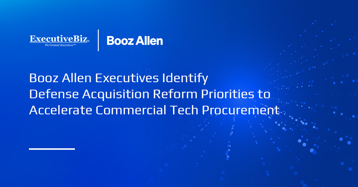 Booz Allen Hamilton logo. Booz Allen executives called for defense acquisition reforms