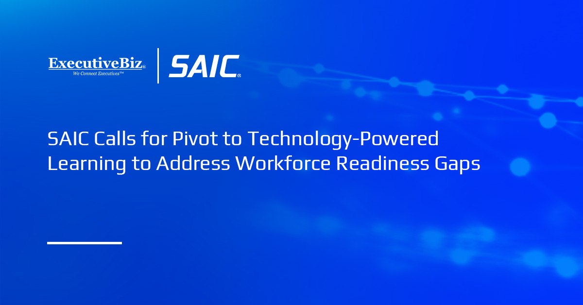 SAIC logo. SAIC has released a workforce readiness report recommending a transition to technology-enabled learning systems.