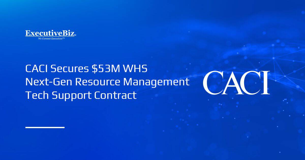 CACI International logo. CACI has received a $53 million WHS contract to support the DOW’s NGRMS.