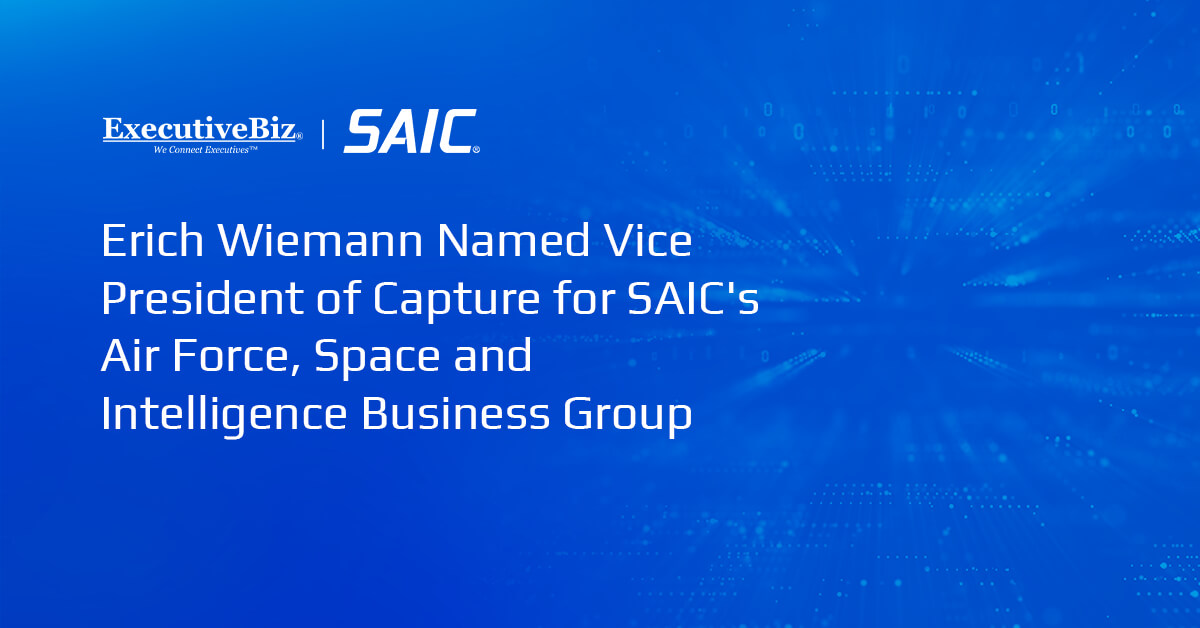 SAIC logo. Erich Wiemann has joined the company and taken on a VP role there.