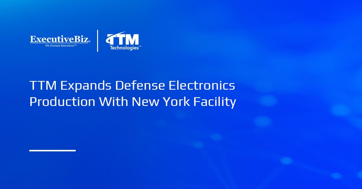 TTM Technologies logo. TTM has opened an Ultra-HDI printed circuit board manufacturing facility in New York.