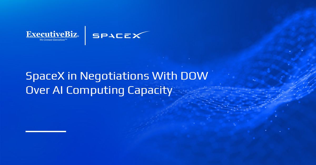 SpaceX logo. SpaceX is in talks with DOW to provide data center capacity for running AI models.