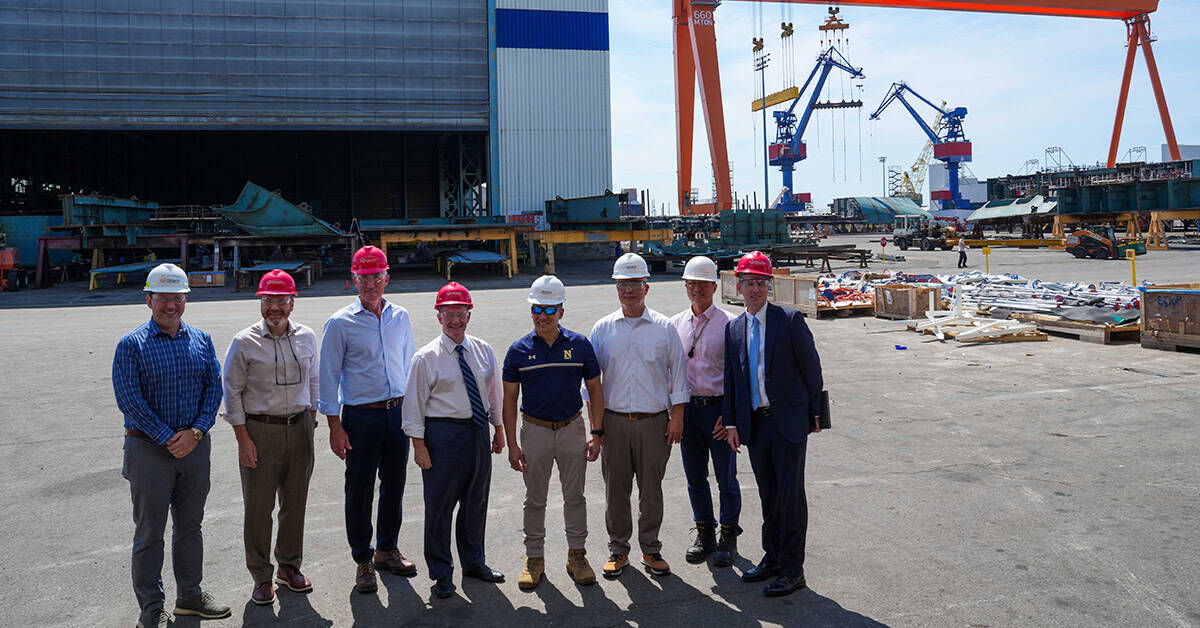 Navy and Hanwha executives. Acting Navy Secretary Hung Cao joined Hanwha Defense USA CEO Michael Coulter and other leaders on a tour of the Hanwha Philly Shipyard.